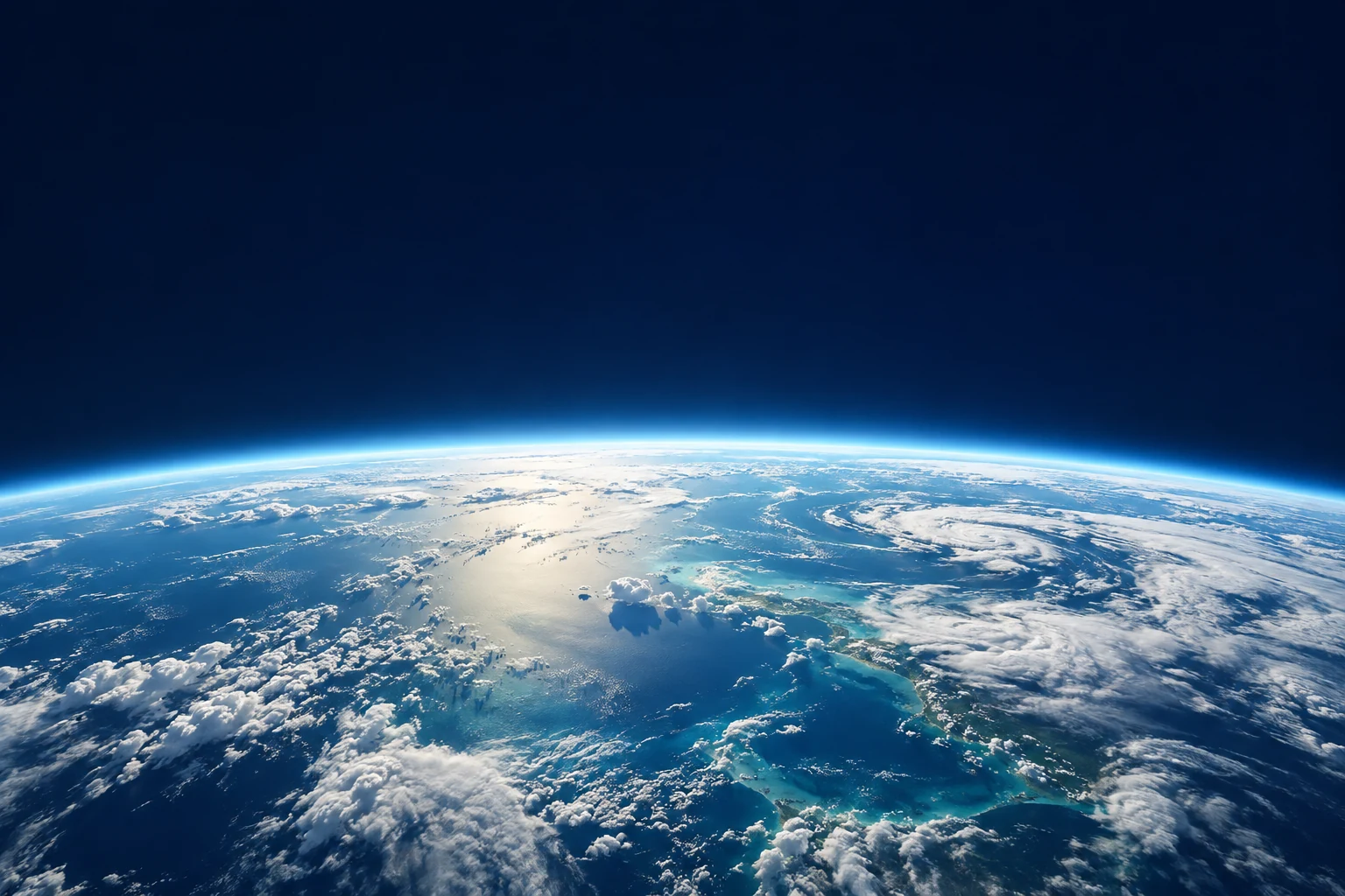 Blue Earth horizon seen from orbit